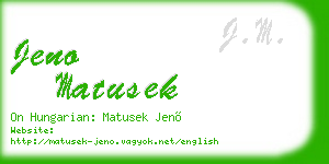 jeno matusek business card